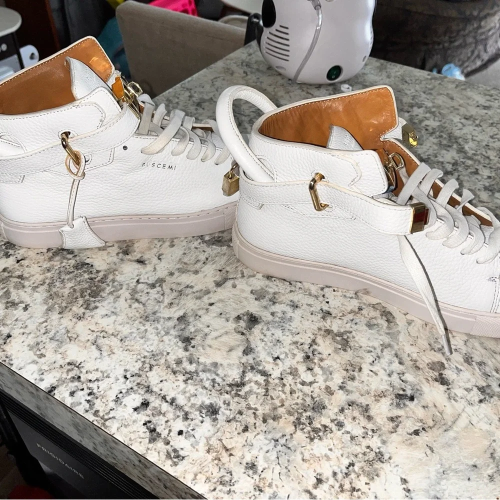 Buscemi White Sneakers with Gold Hardware - Picture 3 of 5